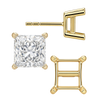 Square Four Prong Flat Side Earrings with Push Post