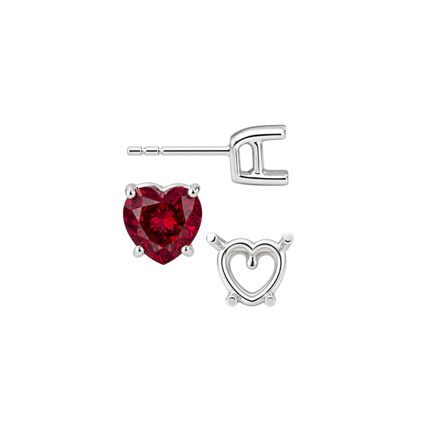 Heart Shape Four Prong Basket Earrings with Push Post