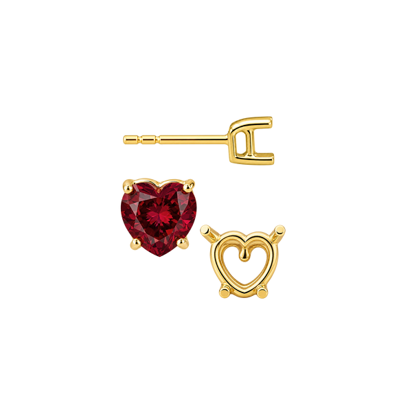 Heart Shape Four Prong Basket Earrings with Push Post