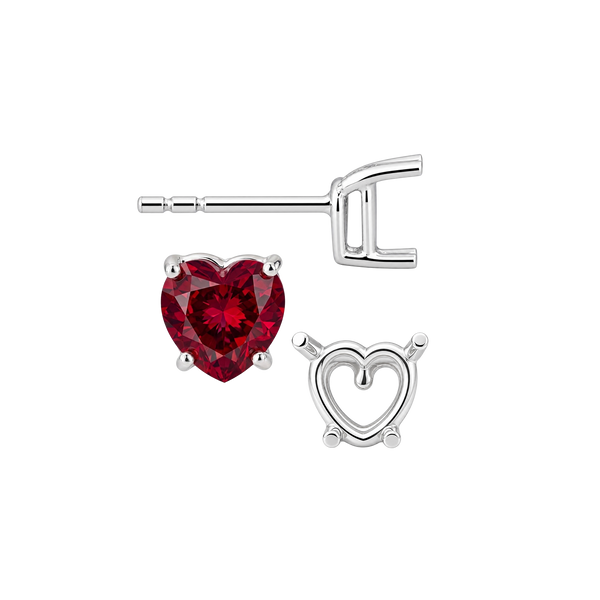 Heart Shape Four Prong Basket Earrings with Push Post