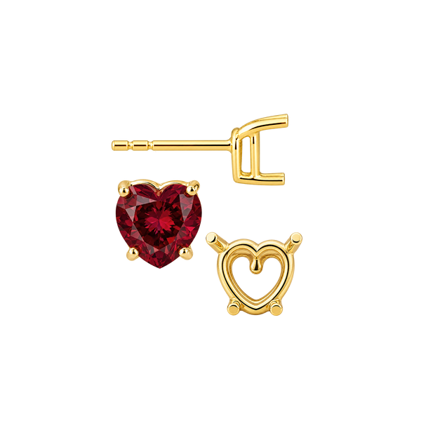 Heart Shape Four Prong Basket Earrings with Push Post