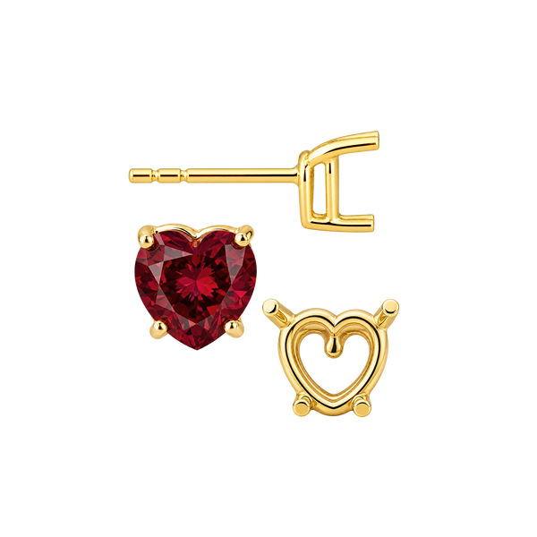 Heart Shape Four Prong Basket Earrings with Push Post