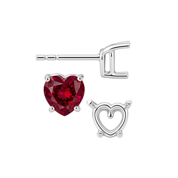 Heart Shape Four Prong Basket Earrings with Push Post