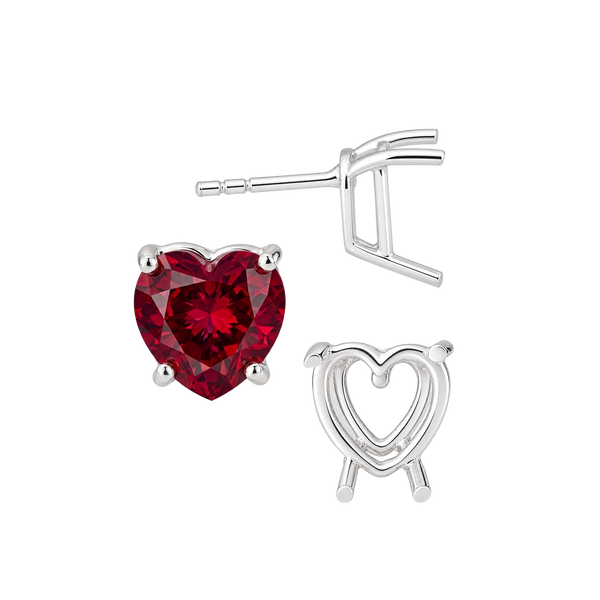 Heart Shape Four Prong Basket Earrings with Push Post