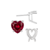 Heart Shape Four Prong Basket Earrings with Push Post