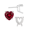 Heart Shape Four Prong Basket Earrings with Push Post