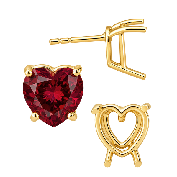 Heart Shape Four Prong Basket Earrings with Push Post