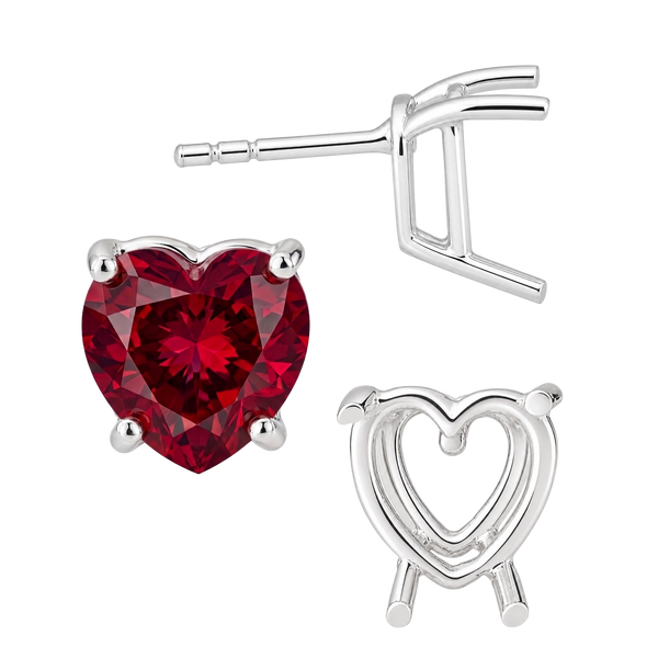 Heart Shape Four Prong Basket Earrings with Push Post