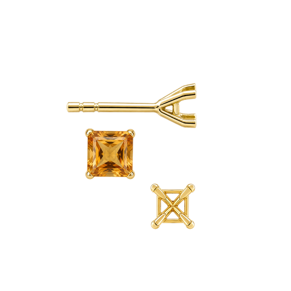 Square Four Prong Martini Style Earrings with Push Post