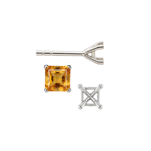 Square Four Prong Martini Style Earrings with Push Post