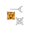 Square Four Prong Martini Style Earrings with Push Post