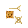 Square Four Prong Martini Style Earrings with Push Post