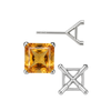 Square Four Prong Martini Style Earrings with Push Post