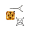 Square Four Prong Martini Style Earrings with Push Post