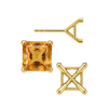Square Four Prong Martini Style Earrings with Push Post