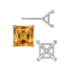 Square Four Prong Martini Style Earrings with Push Post