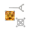 Square Four Prong Martini Style Earrings with Push Post
