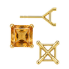 Square Four Prong Martini Style Earrings with Push Post