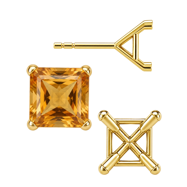 Square Four Prong Martini Style Earrings with Push Post