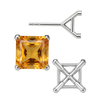 Square Four Prong Martini Style Earrings with Push Post
