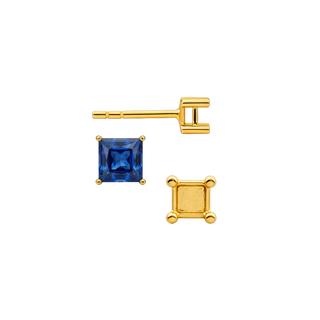 Square Four Prong Basket Earrings with Push Post (Metal Mold)