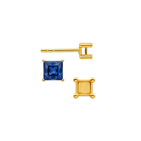 Square Four Prong Basket Earrings with Push Post (Metal Mold)