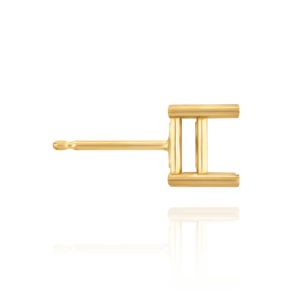 14K Gold ITI NYC Square Four Prong Basket Earrings (Metal Mold)