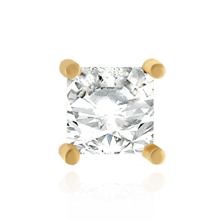 14K Gold Square Four Prong Basket Earrings with Screwback