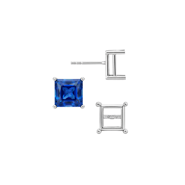 Square Four Prong Basket Earrings with Push Post (Metal Mold)