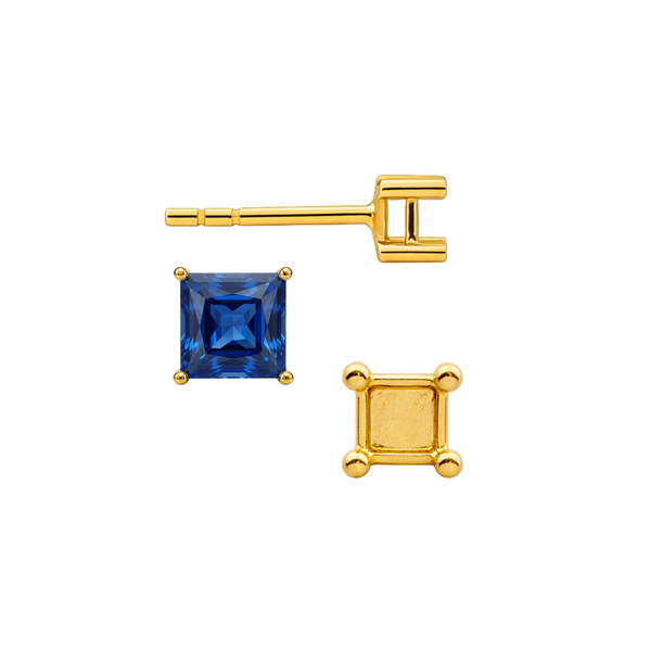 Square Four Prong Basket Earrings with Push Post (Metal Mold)