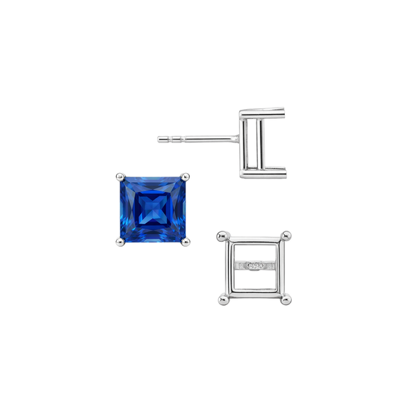 Square Four Prong Basket Earrings with Push Post (Metal Mold)