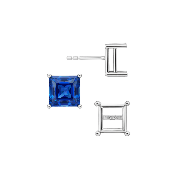 Square Four Prong Basket Earrings with Push Post (Metal Mold)
