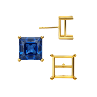 Square Four Prong Basket Earrings with Push Post (Metal Mold)