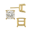 Square Four Prong Basket Earrings with Push Post