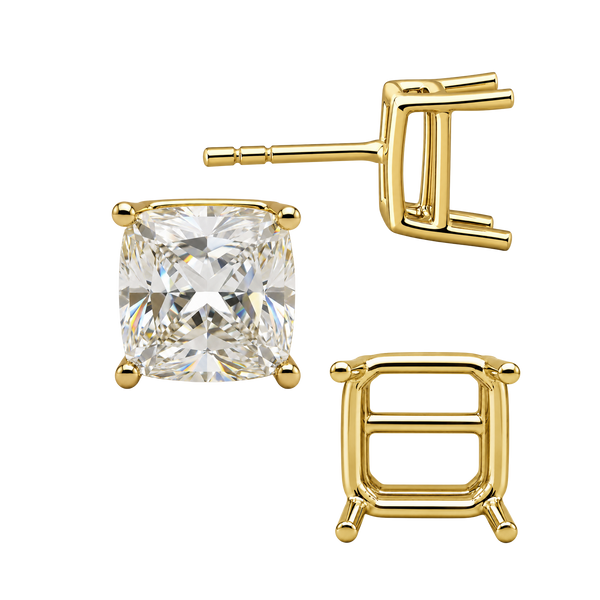 Square Four Prong Basket Earrings with Push Post
