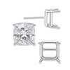 Square Four Prong Basket Earrings with Push Post