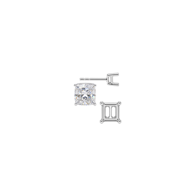 Square Four Prong Basket Earrings with Push Post