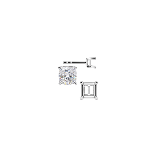 Square Four Prong Basket Earrings with Push Post