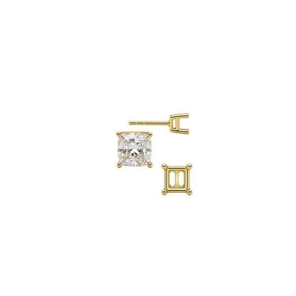 Square Four Prong Basket Earrings with Push Post