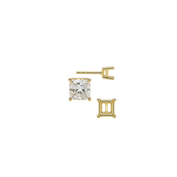 Square Four Prong Basket Earrings with Push Post