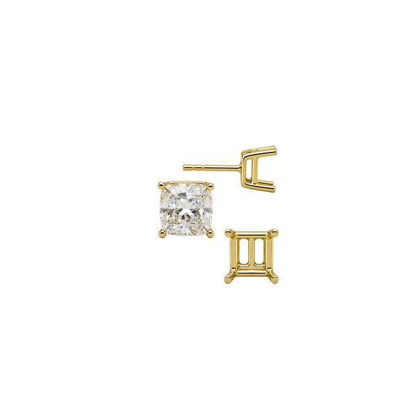 Square Four Prong Basket Earrings with Push Post