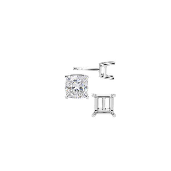 Square Four Prong Basket Earrings with Push Post