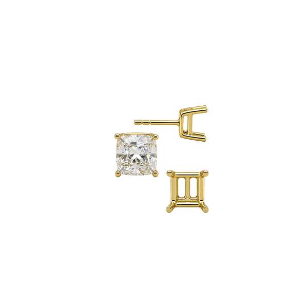 Square Four Prong Basket Earrings with Push Post