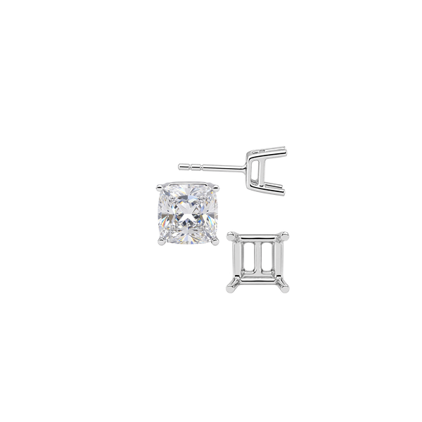 Square Four Prong Basket Earrings with Push Post