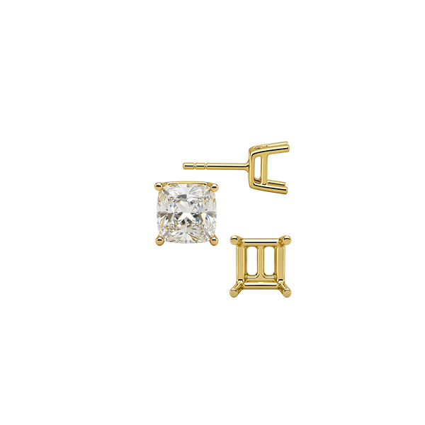 Square Four Prong Basket Earrings with Push Post