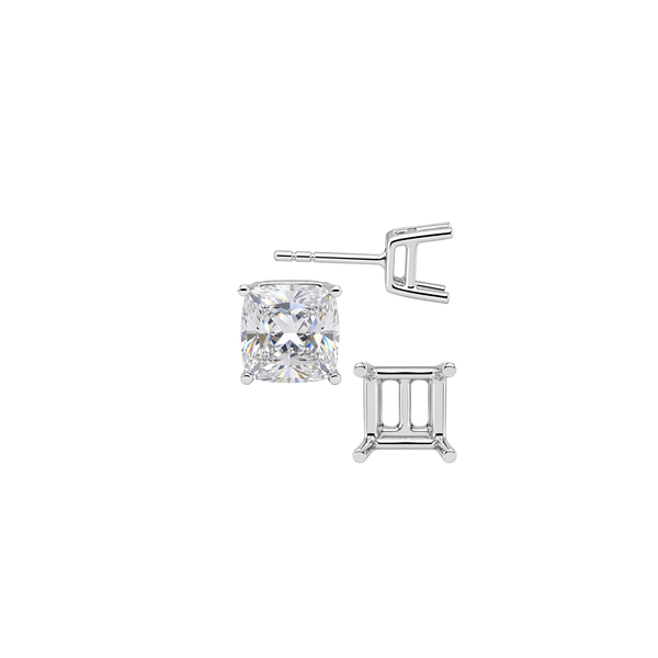 Square Four Prong Basket Earrings with Push Post