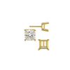 Square Four Prong Basket Earrings with Push Post