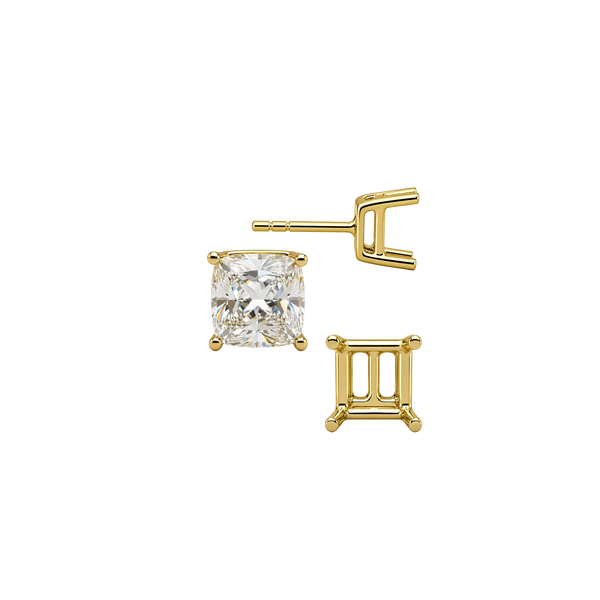 Square Four Prong Basket Earrings with Push Post