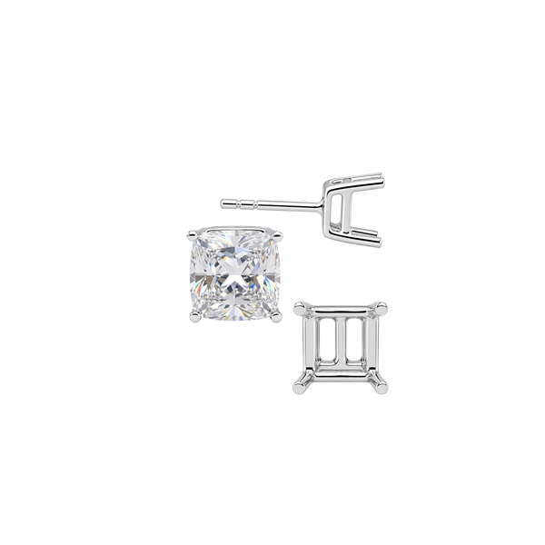 Square Four Prong Basket Earrings with Push Post