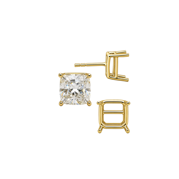 Square Four Prong Basket Earrings with Push Post
